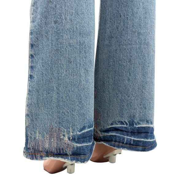 VTG NWT Abercrombie Distressed Rhinestone Beaded Embroidered Jeans | McBling Y2K - Picture 9 of 16